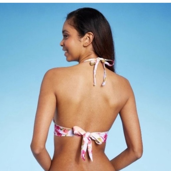 NWT multi Stitched Print Triangle Halter Bikini Top Kona Sol - Medium 8 - 10 - Picture 6 of 7